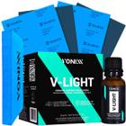 Kit Polimento de Farol Farois Vitrificador Cristalizador V-Light 20ml Taco Lixa Vonixx