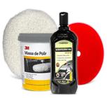 Kit Polimento Massa 3M Micropolidor + Boinas Lã e Esponja Numero 2 - 1 kg À Base de Água Brilho