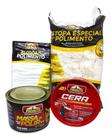 Kit polimento massa polir n2 + cera + estopa + algodao