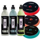 Kit polimento v10 v20 v30 corte refino lustro + boinas 5 vonixx