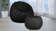 Kit Poltrona C/ Puff Concha Veludo Preto - LM DECOR