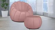 Kit Poltrona C/ Puff Concha Veludo Rosa - LM DECOR