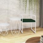 Kit Poltrona Cubo com 2 Mesas Lizie Ferro Branco Tampo Redondo Branco Suede Verde - Ahz Móveis