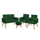 Kit Poltrona Namoradeira e 2 Poltronas Decorativas Nina com Puff Solar Sued Verde Aradecor