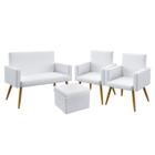 Kit Poltrona Namoradeira e 2 Poltronas Decorativas Vega com Puff Quasar Couro Artificial Branco Aradecor