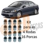 Kit Porca Roda Cônica Cromada New Civic 2006 2007 2008 2009 2010 2011 2012 New Fit 2009 2010 2011 2012 Chave 21