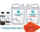 Kit Porcelanato Líquido Metálico Laranja Terra Ag Por M