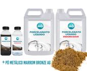 Kit Porcelanato Líquido Metálico Marrom Bronze Ag Por M