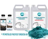 Kit Porcelanato Líquido Metálico Pacifico Turquesa Ag Por M