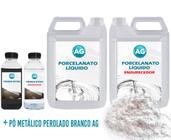 Kit Porcelanato Líquido Metálico Perolado Branco Ag Por M