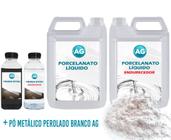 Kit Porcelanato Líquido Metálico Perolado Branco AG por M²