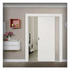 Kit Porta de Correr Madeira Lisa 210x90x3,5cm Laca Moldufama Branco