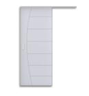 Kit Porta De Madeira Frisada de Correr Primer Com Trilho em Aluminio Branco 2,10 X 0,72 Linha Uni