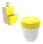 Kit Porta Detergente E Lixeira 2,5l Redonda Amarelo - Crippa