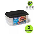 Kit Porta Frios Empilháveis De Plástico Com Tampa 1200 Ml - Plástics Erc