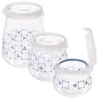 Kit porta mantimentos 700ml, 1,1 litros e 1,9 litros azul Flip Plasutil