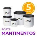 Kit Porta Mantimentos Decorado Com Tampa de Cozinha 5 Pçs - Erca plast