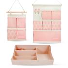 Kit Porta Objetos 3 Pçs Organizador De Mesa E Parede Multiuso Decorativo Jacki Design Penteadeira Escritório Ateliê