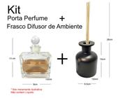 Kit Porta Perfume + Frasco com Varetas Difusor de Ambiente