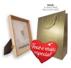 Kit Porta Retrato Mdf Almofada Coração Sacola Dia dos Pais