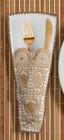 Kit porta talher mesa posta dourado bordado com 8 peças lindo decoração