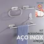 Kit Porta Toalha Banheiro Acessórios Sem Furo Cromado Lavabo Adesivo 4 Peças Suporte Toalha Aço 304