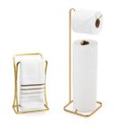 Kit Porta Toalha e Porta Rolo de Papel Higienico Dourado Fosco - Arthi