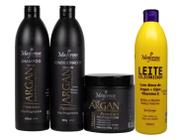 Kit Pós Progressiva Óleo de Argan (2 Shampoo, 2 Condicionador e 1 Máscara) e Leite Siliconizado Maycrene