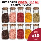 Kit Pote de Temperos Condimentos De Vidro Tipo Leiteira Comprido Para Cozinha 110ml - Pote de Tempero - Frasco