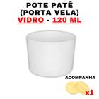 Kit Pote de Vidro Patê Branco Jateado C/Tampa 120ml - Patê - Whisky - Velas - Gourmet - Decoração- Degustação - Senhora Madeira