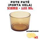Kit Pote de Vidro Translúcido Dourado Patê C/Tampa 120ml - Patê - Whisky - Velas - Gourmet - Decoração- Degustação
