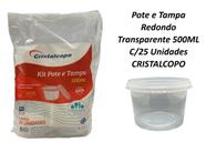 Kit Pote e Tampa Redondo PP 500ML C/25UN - CRISTALCOPO