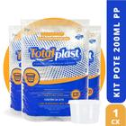 kit pote e tampa totalplast redondo 200ml 192 unidades