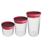 Kit Pote Hermético 1L, 1,6L, 2,1L Vermelho Napoli - Soprano