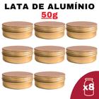 Kit Pote Lata Alumínio Multiuso Bronze Vela, Cosméticos, - Senhora Madeira