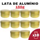 Kit Pote Lata de Alumínio Multiuso - Dourado - Vela, Creme, Cosméticos e Armazenamento Diverso (150g)