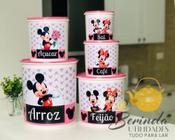 kit pote mantimentos plastico 5 potes cozinha personalizado mickey