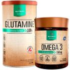 Kit Pote Suplemento Glutamina Em Pó Pura 500g Treino 100% Isolada Pure Ômega 3 Óleo de Peixe 120 Cáps Epa Dha Vit E Selo Ifos Essential Fish Oil Plus - Nutrify