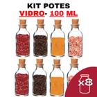 Kit Potes De Tempero De Vidro 100Ml Com Tampa Rolha