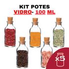 Kit Potes De Tempero De Vidro 100Ml Com Tampa Rolha