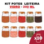 Kit Potes De Temperos E Condimentos Leiteira Grande 200Ml - Senhora Madeira