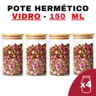 Kit Potes de Vidro Herméticos 150ml - 4 unidades - Senhora Madeira