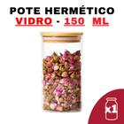 Kit Potes de Vidro Herméticos com Tampa de Bambu 150ml - 5x9