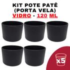 Kit Potes de Vidro Jateado Patê Preto 120ml S/ Tampa - Patê - Whisky - Velas - Gourmet - Decoração- Degustação