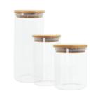 Kit Potes de Vidro para Mantimentos com Tampa de Bambu Oikos - 3 unidades