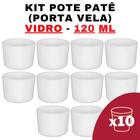 Kit Potes de Vidro Patê 120ml Branco Translúcido Sem Tampa