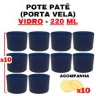 Kit Potes de Vidro Patê Azul Escuro C/Tampa 220ml - Patê - Whisky - Velas - Gourmet - Decoração- Degustação - Senhora Madeira