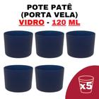 Kit Potes de Vidro Patê Jateado Azul Escuro S/Tampa 120ml - Patê - Whisky - Velas - Gourmet - Decoração- Degustação - Senhora Madeira