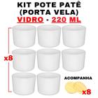 Kit Potes De Vidro Patê Jateado Branco C/Tampa 220Ml - Senhora Madeira