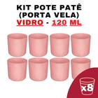 Kit Potes de Vidro Patê Jateado Rosa 120ml (8 unidades)